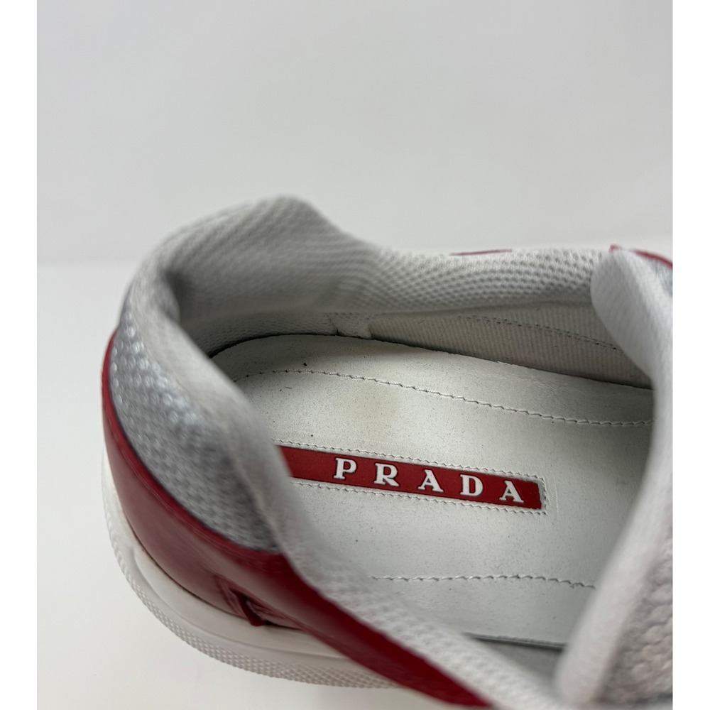 Prada Americas Cup Sneaker Leather Red Size 8.5 US 7.5 UK - Picture 8 of 10